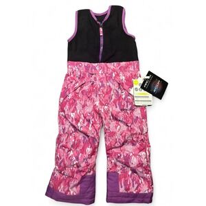 NWT Arctix Toddler Girls Fleece Bib Snow Pants 2T Pink  Print Warm Insulated